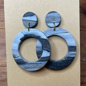 Gray/Black Marble Polymer Clay Drop Earrings